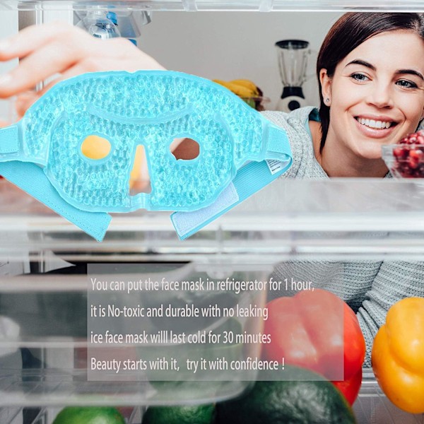 Ismask för ansikte/ögon för kvinnor och män, uppvärmd varm kylande återanvändbar gel{ee}