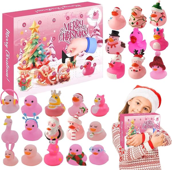 24 dager gummibadeand Julekalender Nedtelling Søte Badeender Julekalender for barn Festlig dekorasjon
