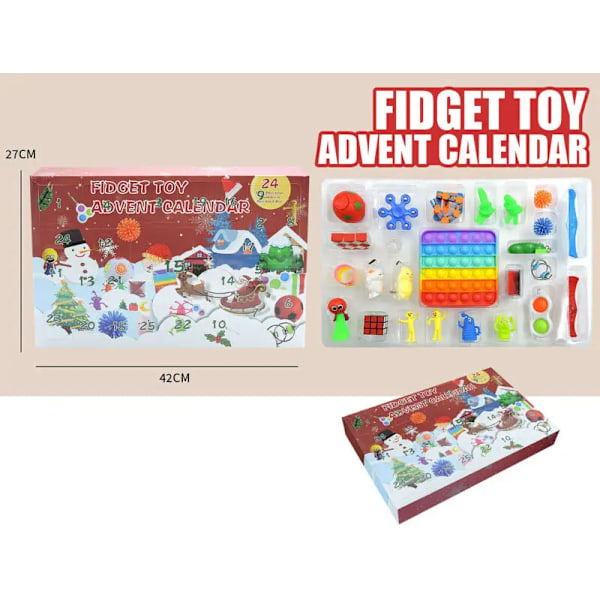 Fidget Kalender Adventslegetøj Julelegetøj Jule Nedtællingskalender DIY Charm Armbåndsfremstillingskit Gave Sanse Legetøj til Børn A04