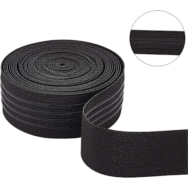 6 Yards 37mm Bred Skridsikker Elastik Straight Silikone Elastik Griber Flad Linning til Syprojekter Tøj Sort{EE}