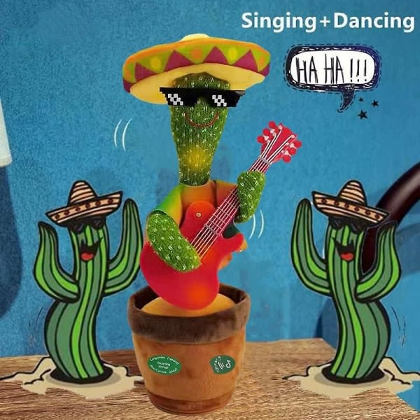 Kaktus plyslegetøj til børn, plys kaktus legetøj, kaktus synger 120 sange, elektronisk rystende kaktus, sjove kaktus legetøj til børns uddannelse