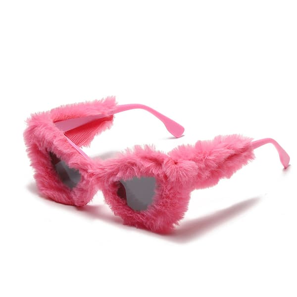 Dame Plys Fuzzy Dyr Øje Solbriller rose red