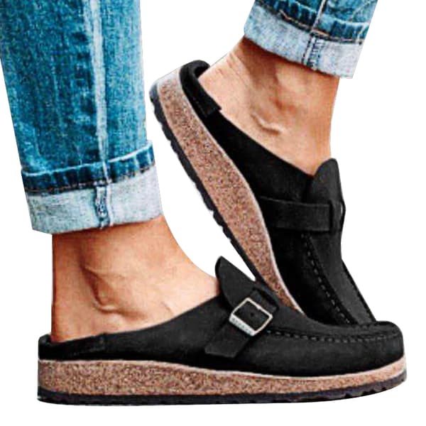 Kvinder Sko spænde Slip-on hjemmesko. Sort Black 41