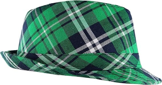 St Patrick's Day Fedora Hatt - Irländsk Rutig Pysslinghatt för Män Kvinnor Barn - Grön Kostymaccessoar för Fest