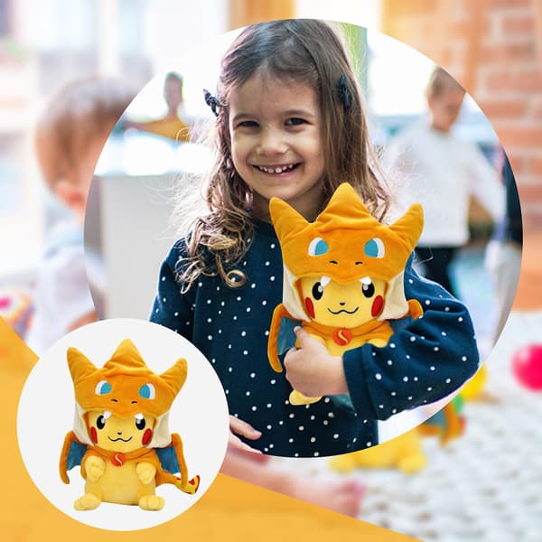 New with Charizard Hat Plush Soft Toy Stuffed Animal Doll 9 inch Open Mouth