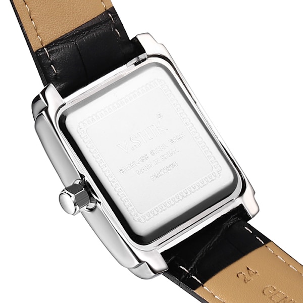 Herreur, firkantet ur, vintage læderarmbåndsur, romertal (batterier ikke inkluderet)