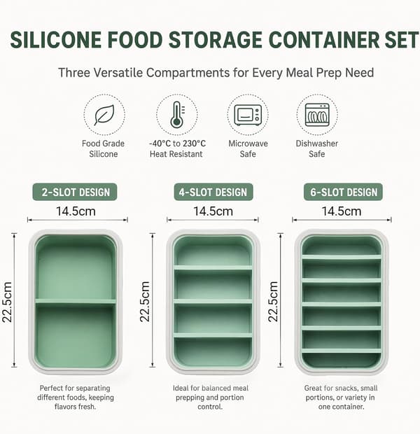 Souper Cubes Set med 3 silikonfrysfack med lock, 2/4/6 hål för soppbuljongsås isbitar green