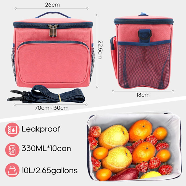 Lunchväska Arbete Termisk Lunchväska Stor Dubbel Fack Matväska för Män Barn Vuxna Kvinnor Picknick Camping Skola Lunch Kylväskor{ee} Pink