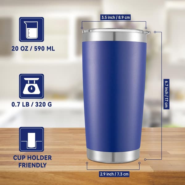 Rustfritt stål reisekrus 600ml Bærbar termokopp BPA-fri isolert kaffe tekopp blå
