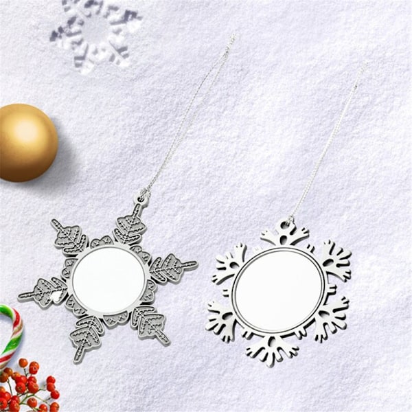 12 stk DIY Sublimering Snøfnuggpynt Blank Julepynt Metalloppheng for Julebord