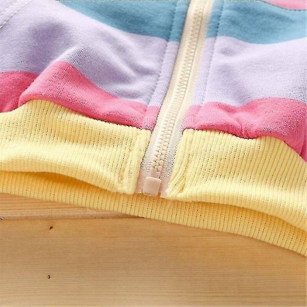 Hættetrøje med Langærmet Regnbue Sweatshirt Casual Lynlås Hættetrøjer Børn Pige - Perfekt Lys Regnbue Light rainbow 100 cm