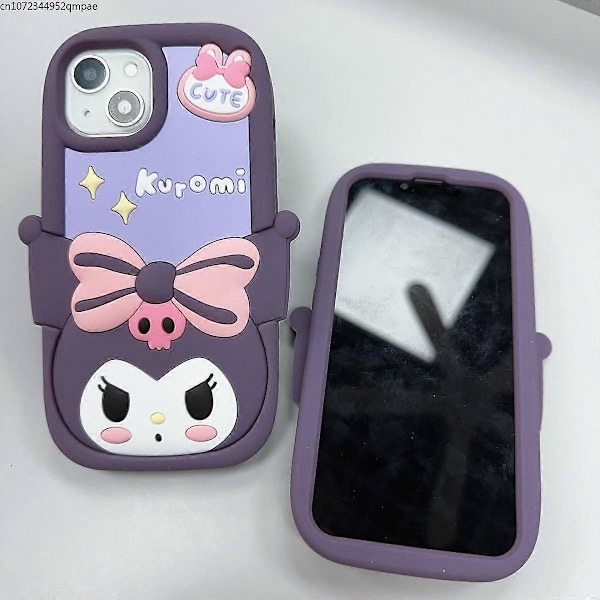 Tegneserie 3D Sanrio Kuromi Silikone Blød Telefon Cover til iPhone 14 13 12 11 Pro Max 14 Pro Anti-fald Bagside Cover Pige a a1 For iPhone 12 pro