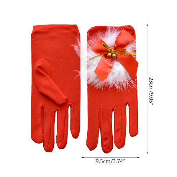 Julhandskar Söta Fjäderklocka Julhandskar Stretch Mjölksilke Korta Mjuka Hel Fingerhandskar Maskerad