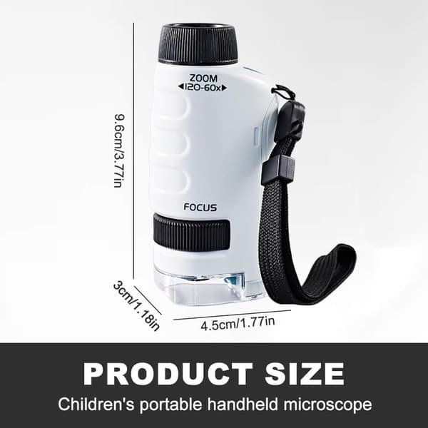 Original Miniskop til børn, Miniskop børn, Bærbart Mini Scope 60x-120x til videnskabelige eksperimenter udendørs
