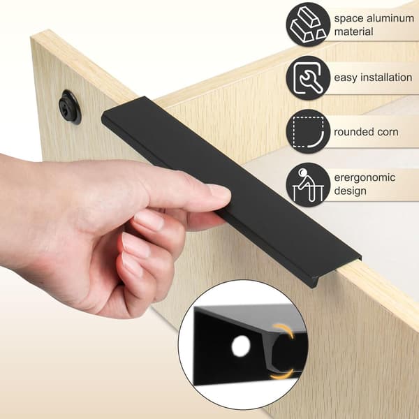 10 usynlige møbelgreb - sorte køkkenskabsgreb 150*32*18mm black