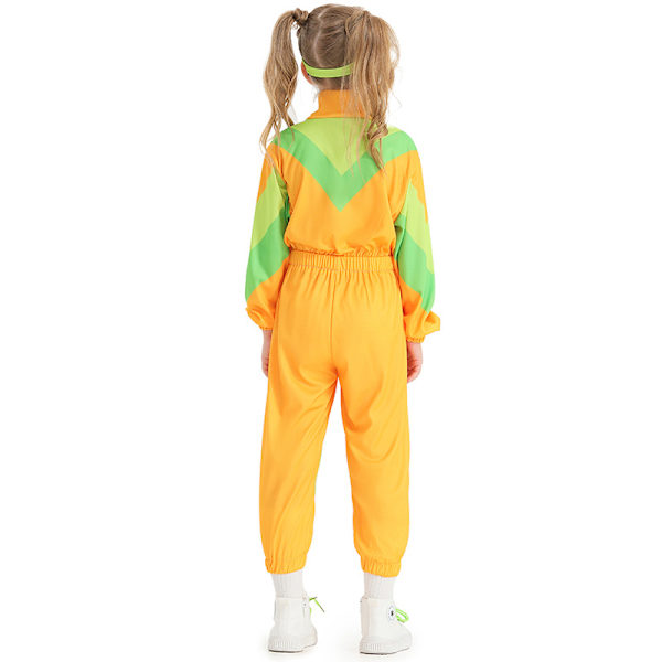 Flickors Tracksuit 80-tals Hip Hop Kostym En-delad Tracksuit, Barnens Sportkläder Set S