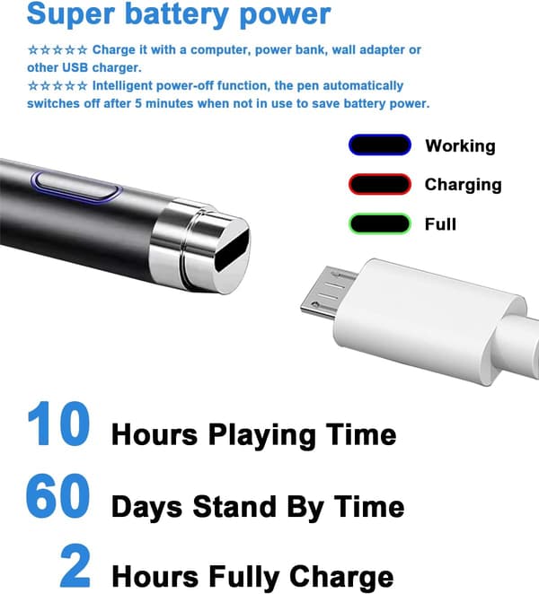 2-i-1 Aktiv Stylus Pen til iOS Android Tablets iPad Air Pro Mini Huawei Samsung Kompatibel Sort Genopladelig Digital Blyant