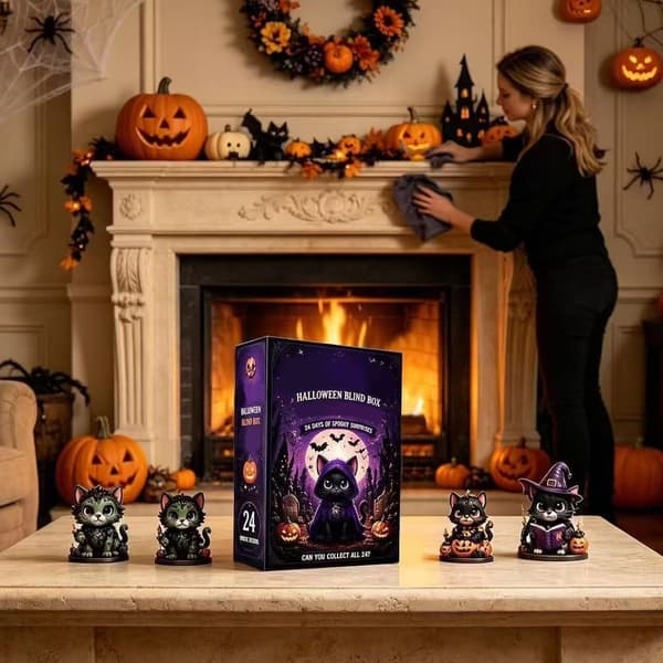Halloween Sort Kat Nedtællingskalender – Overraskelses Blind Boks Halloween Black Cat (Flat Design)
