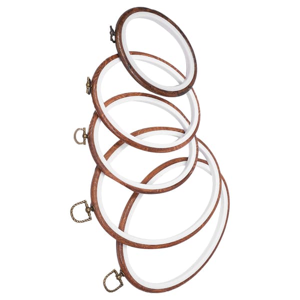 5 Pcs Embroidery Hoop, Circle, Cross Stitch Frame, Oval Frame, Retro DIY Accessories 0.8