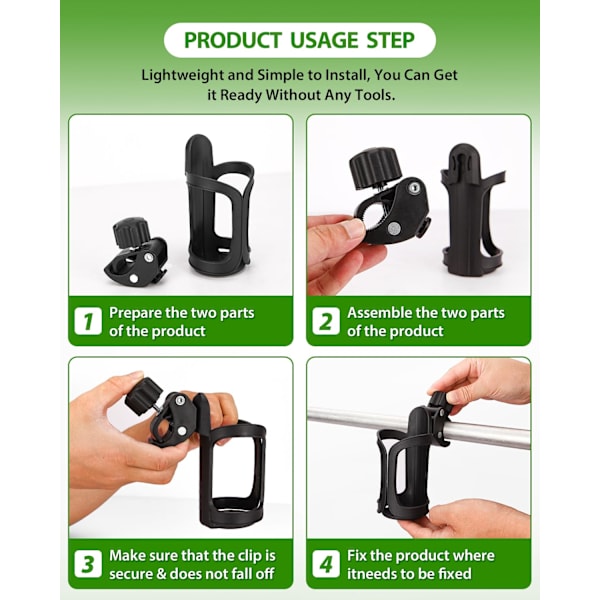 2-pack Universal Stroller Cup Holder - Adjustable Drink and Bottle Holder for Strollers, Walkers, Bikes
