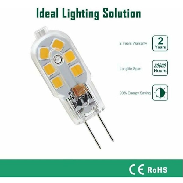 G4 LED-lampor 12V, 1W motsvarande 10W halogen, ej dimbara, 10-pack{hh]