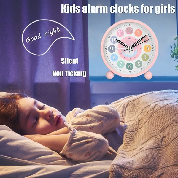 Barnens lärande väckarklocka för pojkar/flickor, tyst liten söt