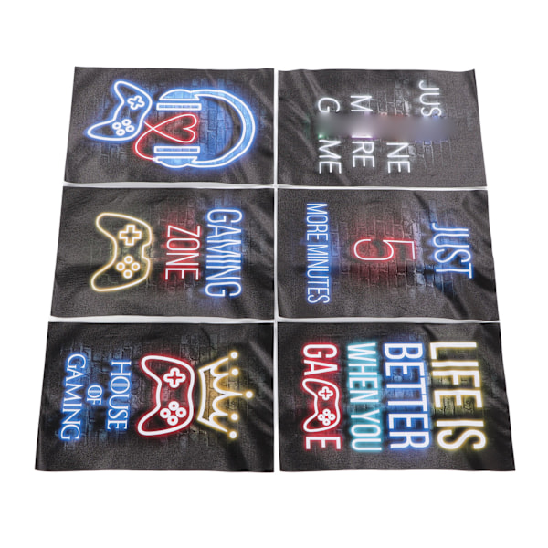 6 kpl Neon Pelijulisteita 20x30cm Värikäs Pelihuone Kangas Seinätaide Koristelu Poikien Huoneeseen{EE}