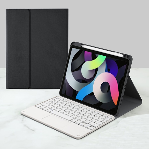 Slankt beskyttelsesetui med styreplade og tastatur til iPad iPad Pro 12,9 tommer Svart vit Sort hvid