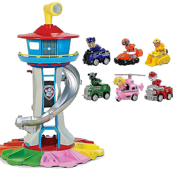 Paw Patrol Utkikspost Leksak med Musik och Ljus Patrulla Canina Utkikspost Leksaksset Barnkalaspresent Roman med 6 Hundar with 6pcs dogs