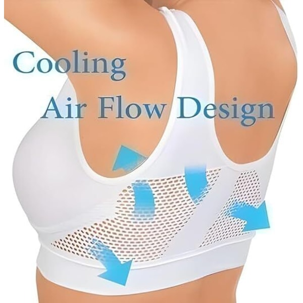 Åndbar Cool Liftup Air Bra, Air Bra Komfortabel Mesh Sports Bra til Kvinder Sort Black L