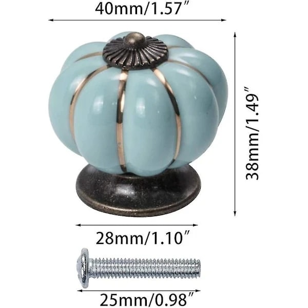 15 Pcs Pumpkin Shaped Ceramic Door Knobs for Cabinets and Wardrobes