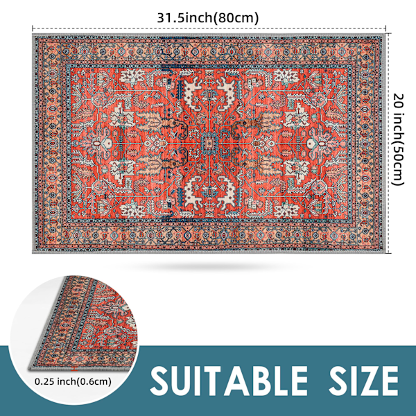 Dörrmatta inomhus 50 x 80 cm, entrématta halkfri, smutsavvisande tvättbar entrématta, dörrmatta för veranda 50*80cm