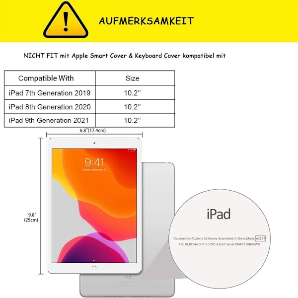 Etui til iPad 10.2\" (iPad 9. generasjon 2021/iPad 8. generasjon 2020/iPad