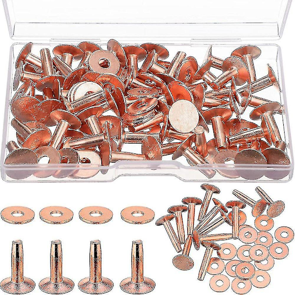 50 set koppar nitar och nitar, koppar nitar för läder för bälten plånböcker kragar läder diy cr lin