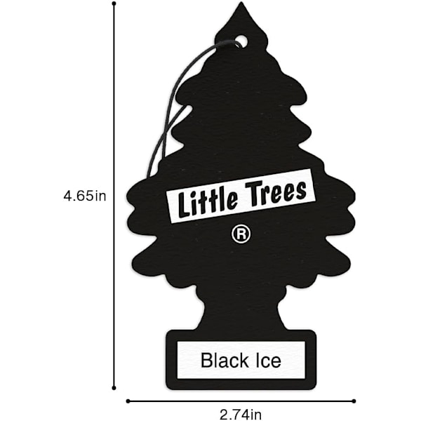 LITTLE TREES Luftfräschare för Bil. Hängande Träd Ger Långvarig Doft för Bil eller Hem. Black Ice, 24 Luftfräschare