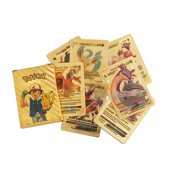 55 Cards Gold [7 Vstar + 29 Vmax + 16 V + 2 GX + 1 Phase] Collectible Shiny Cards Kids Gift for Kids Gold German