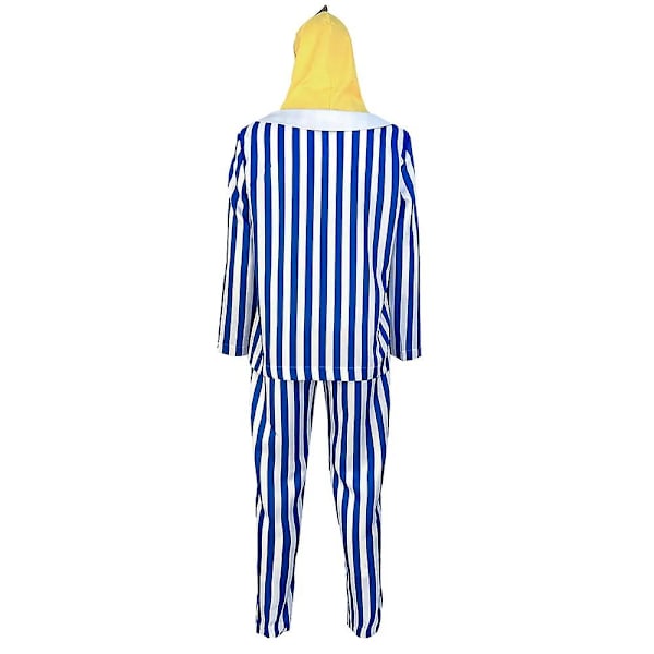 Voksen Bananer i Pyjamas Kostyme Blå Hvit Stripete Skjorte Bukser Med Banan Hode Menn Kvinner Fest Kostyme Halloween Beste Valg Blå Hvit Blue white S