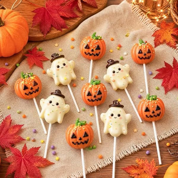 Halloween pumpa och spöke plastkakform set DIY bakpress formkit Three-piece set + three accessories