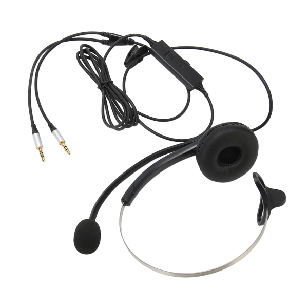 Yksipuolinen langallinen kuulokemikrofoni, jossa melunvaimennus ja HD-puhelut, puhelinmikrofoni puhelinkeskukseen, toimistoon, verkkokursseille, kaksois 3,5 mm:n liitäntä