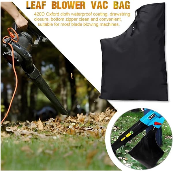 Løvsugerpose - 44x60cm oppsamlingspose med ventilasjonshull - Vanntett hageavfallspose for blåser og kverner Black