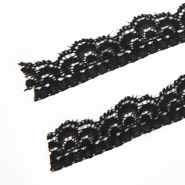 Sort blondebånd 10 yards 1,5 cm bredt strækbart elastisk komfortabelt blomstermønster blondekant til dekorationer syning DIY