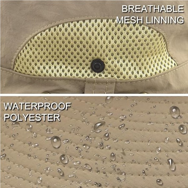 Solhatt Anti-UV UPF 50+ Utomhus Fiskehatt Bredbrättad Fiske (Beige){ee} B