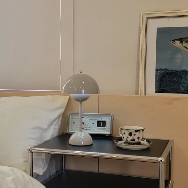 Sladdlös bordslampa i blomkruka, 1800 mAh batteribordslampa, bärbar bordslampa för uteplats, liten uppladdningsbar lampa (vit)