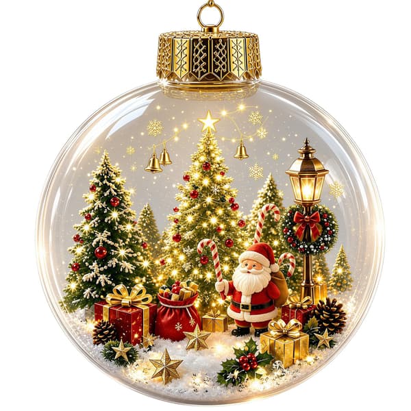 Lysande julkula i kristall 3D-snöglob transparent sfär julgransprydnad GJ924-05 Light-up model