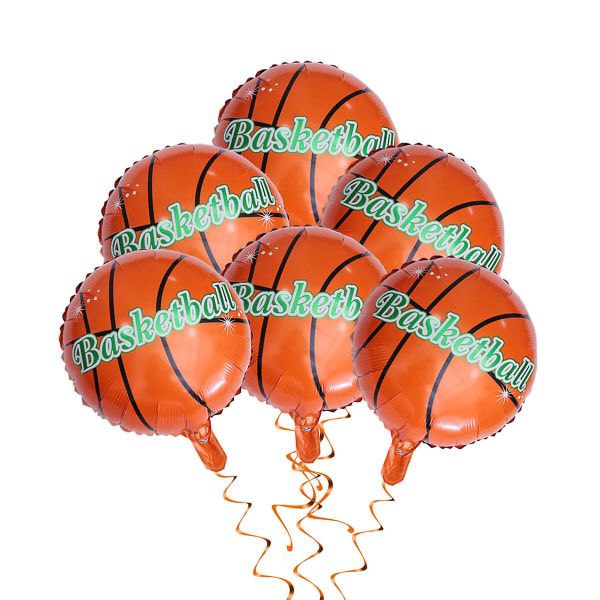 18 tums aluminiumfolieballonger för basket, dekorativa ballonger, aluminiumfolieballonger, festtillbehör, dekorationer utan band (6 st)