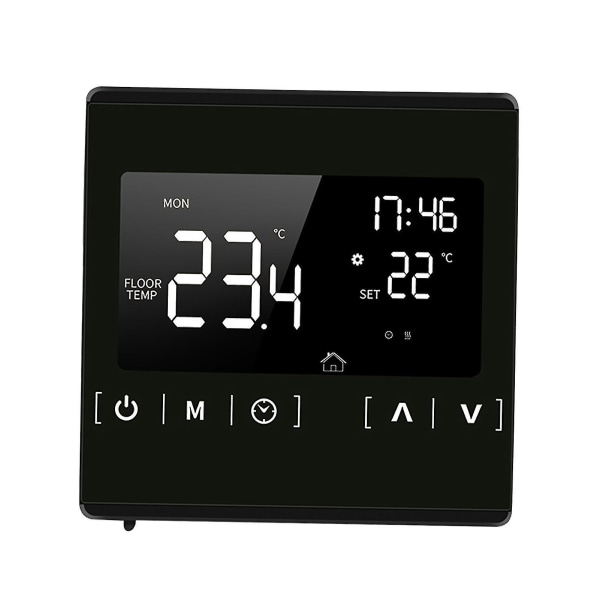 Smart LCD-touchskærmstermostat til hjemmet: Programmerbar elektrisk gulvvarmesystem Termoregulator Ac 85-250v Temperaturregulator (farve: Sort)