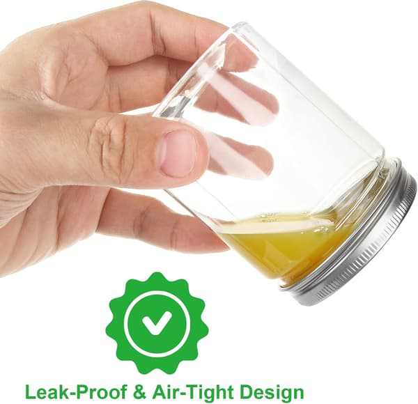 Set of 6 Clear Plastic Jars with Lids - Leak-Proof Clear Plastic Jars