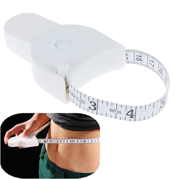 2 st kroppsbandmått för att mäta midjan, diet, viktminskning, passform, vit White 2Pcs