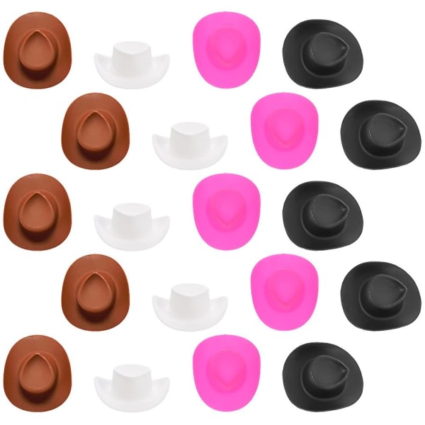 40 kpl muovisia mini-cowboy-hattuja, söpöjä miniatyyrijuhlakakkukoristehattuja (1,5x4,5x5,5 cm)