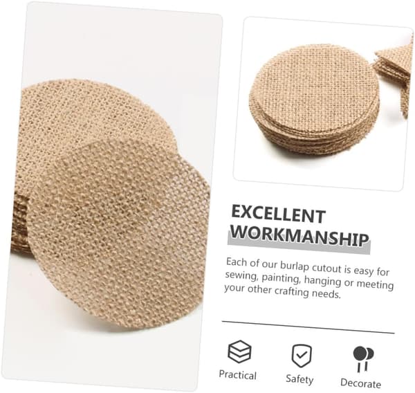 20 Pieces Christmas Tree Jute Cutouts Slices Round Fabric Decorations